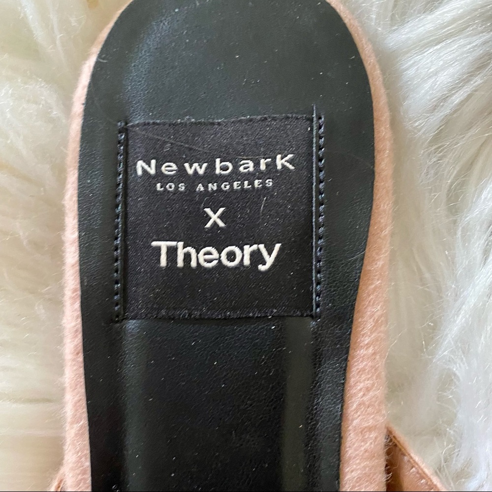 NIB Newbark x Theory Liza Pale Rose Round-Toe Mules - Picture 4 of 11